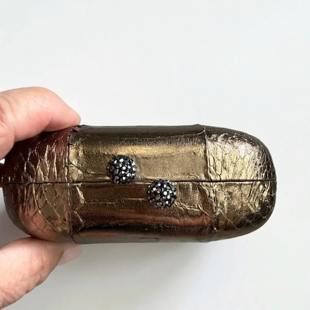 Kotur D'abo Metallic Gold Python Minaudière Clutch